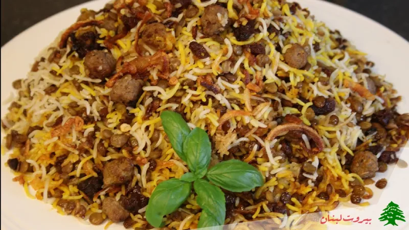 عدس پلو با گوشت چرخ کرده