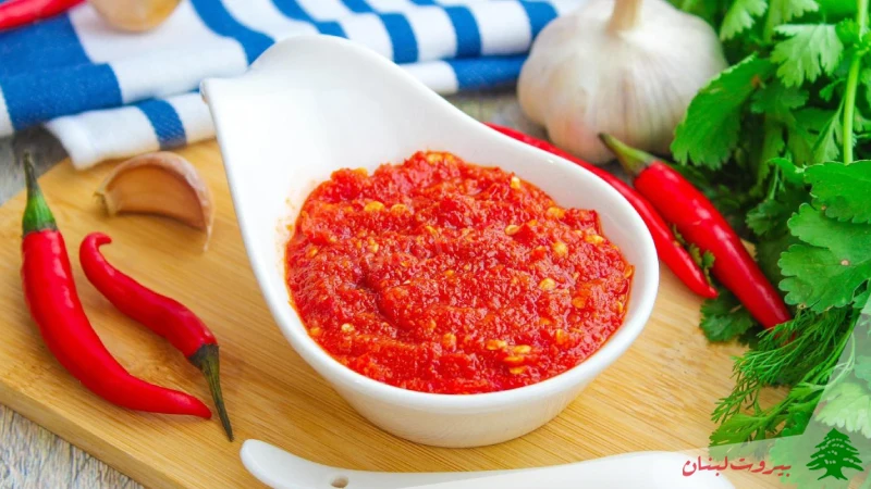 محمره پیش غذای لبنانی با فلفل قرمز
