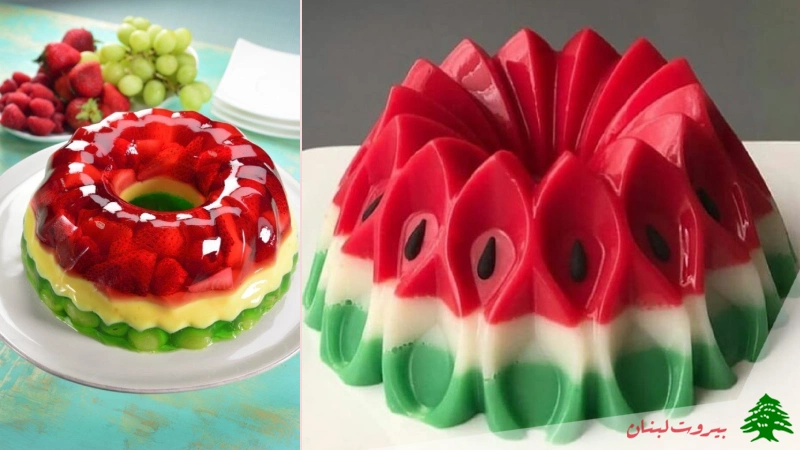 ژله سبز وسفید وقرمز