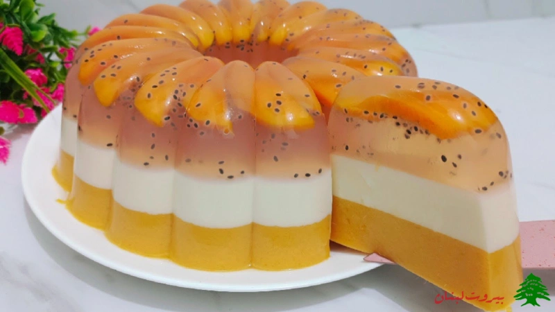 ژله لایه لایه گرد نارنجی برای شب یلدا