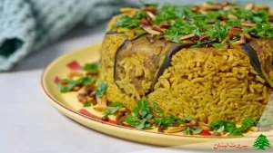 مقلوبه مرغ و بادمجان