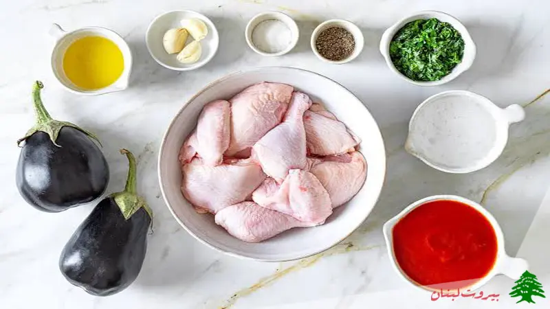 مواد اولیه خورشت بادمجان با مرغ