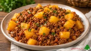 آموزش طرز تهیه خوراک گوشت چرخ کرده و سیب زمینی و ترفندهای آن